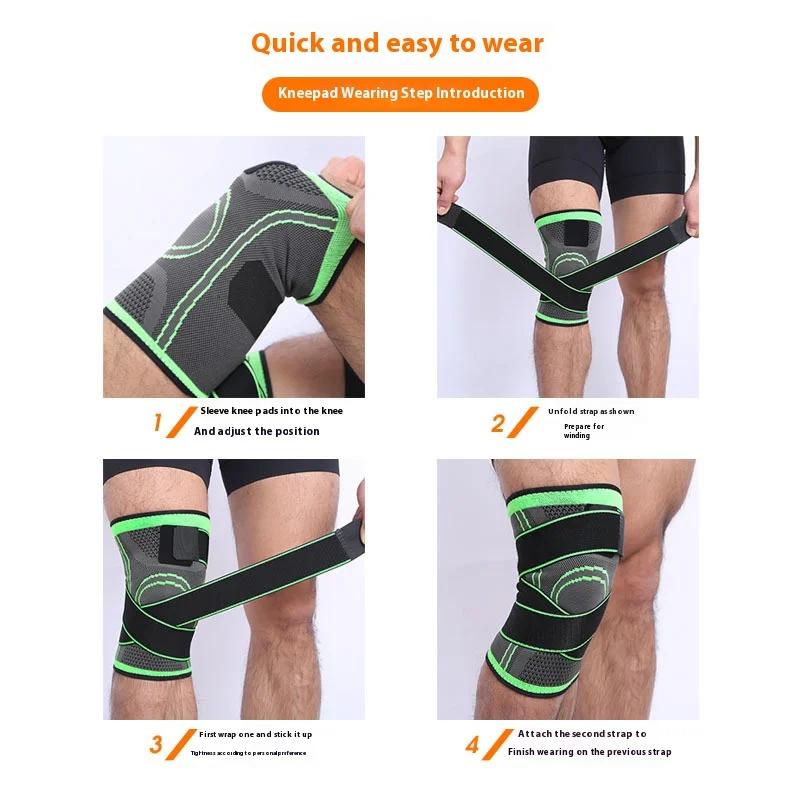 Compression strap wrapped knee pads for basketball, running, fitness, cycling, knitted sports, compression and breathability