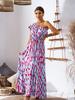 European and American Summer New Waist Off-the-shoulder Printed Long Casual Dress for Women