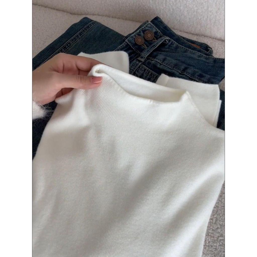 Women's Half-Turtleneck Sweater: Stylish, Tight-Fitting Knitted Base Layer for Autumn/Winter 2026; Perfect with Coats.