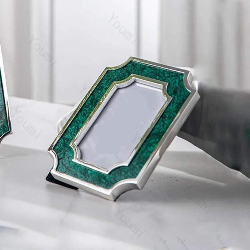 Emerald Marble Picture Frames Light Luxury Bedroom Decoration Colored Marble Picture Frame Modern Home Wedding Photos Frames
