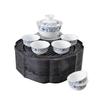 Chinese Style Tea Set with Tray: Ceramic Tea Cups & Simple White Retro Gaiwan for Living Room or Travel