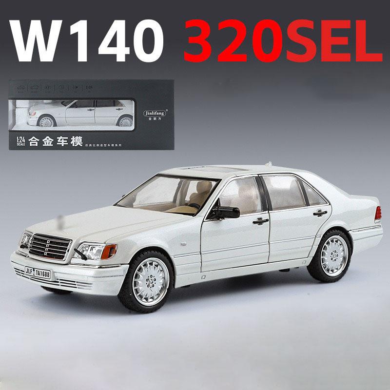 1/24 Benz W140 S320 SEL Alloy Classic Old Car Model Diecasts Metal Retro Vehicles Car Model Sound and Light Collection Kids Toys Gift
