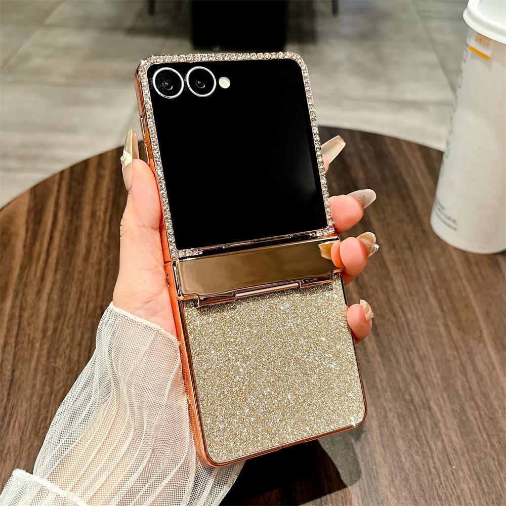 For Samsung Galaxy Z Flip7 5G Case Hinge Protection Rhinestone Glitter PC Phone Cover