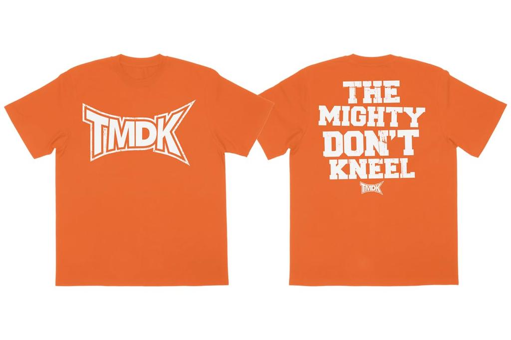 New Japan Pro-Wrestling T-Shirt, TMDK Dry T-Shirt, Orange X White, Size S, 5941102490