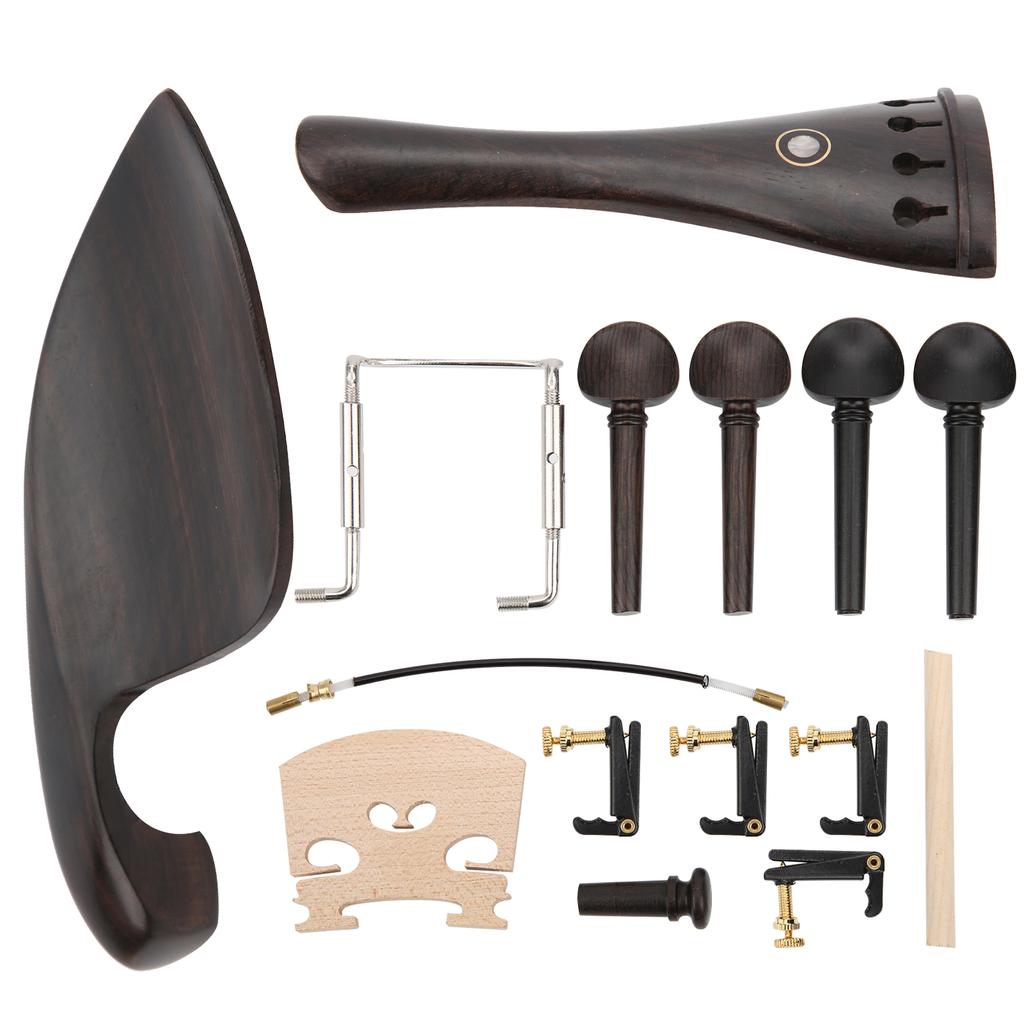 4 4 Violin Parts Tailpiece Ebony Tuning Pegs Chinrest Endpin Tuners Bridge Soundpost Kit