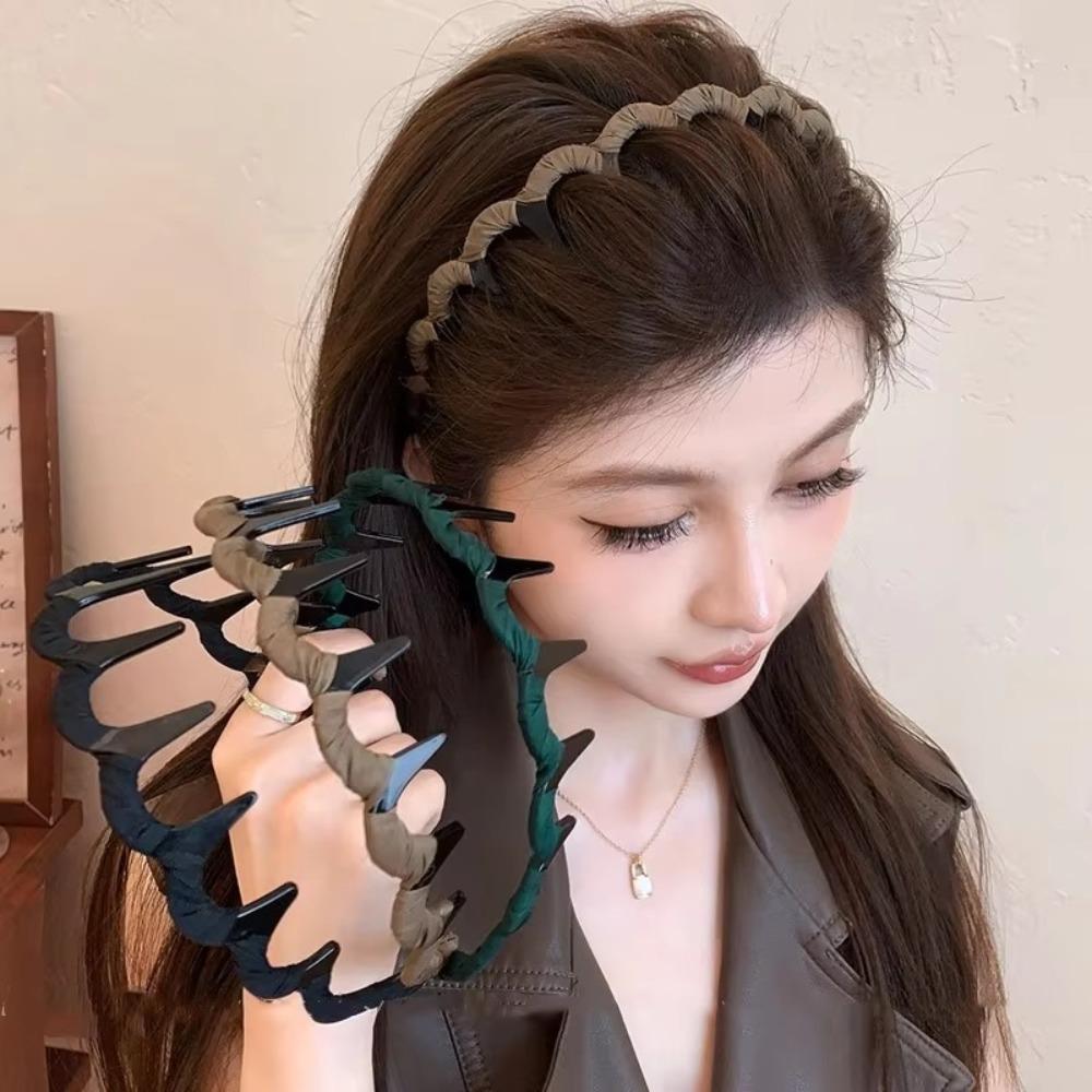 

Wave Comb Sports Headbands Non-Slip Headwear Sweet Hair Hoops for Women хакі