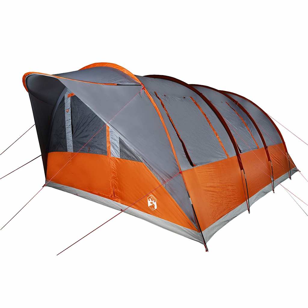 Tunnel Family Tent for 7 People Gray and Orange Waterproof