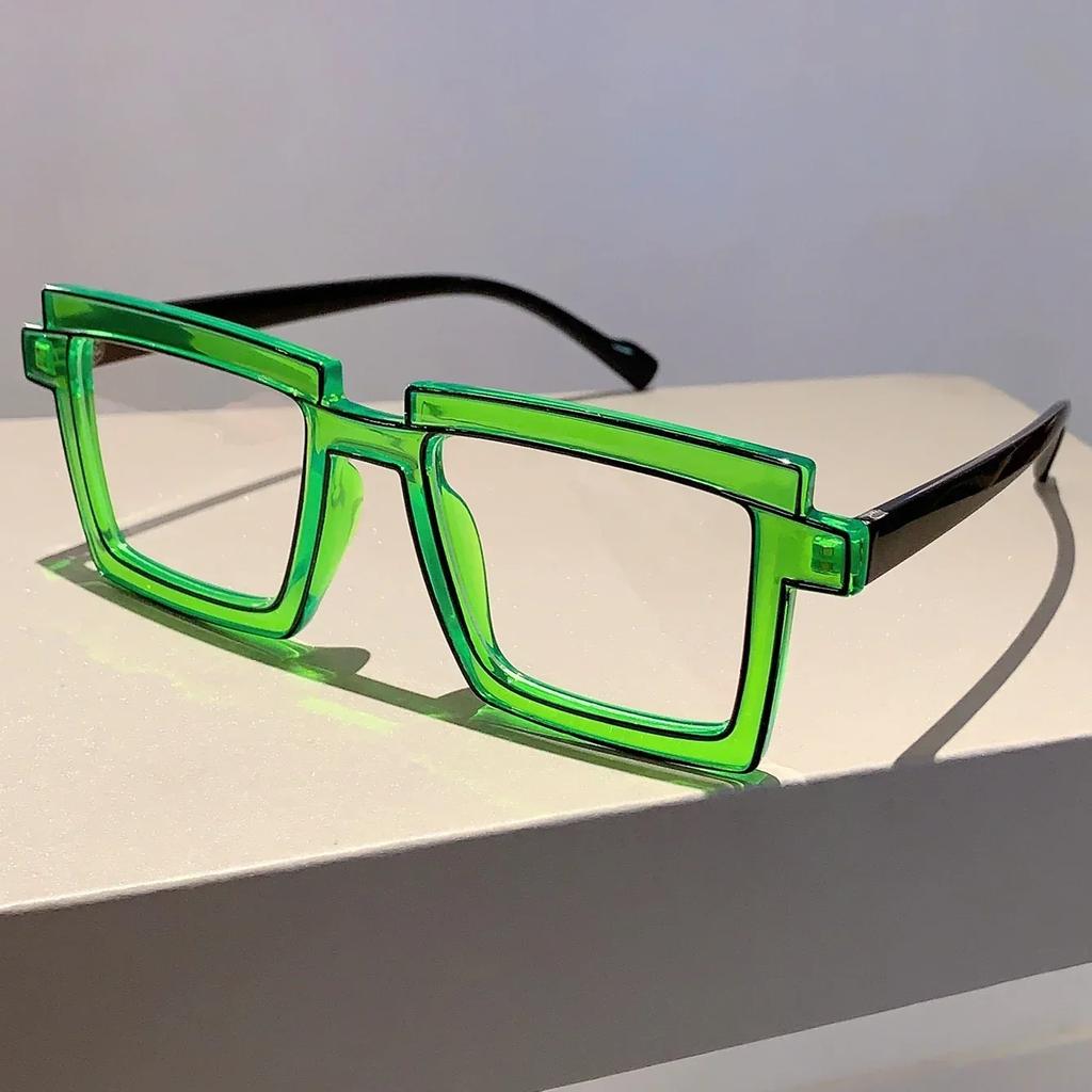 Trendy Personality Fluorescent Anti Blue Light Glasses Anime Party Plain Light Mirror Optical Eyewear Ins Fashion