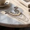 Imitation Pearl Accents Safety Pin Chain Brooch Punk Style Suit Accessory  Fashion Runway Styling