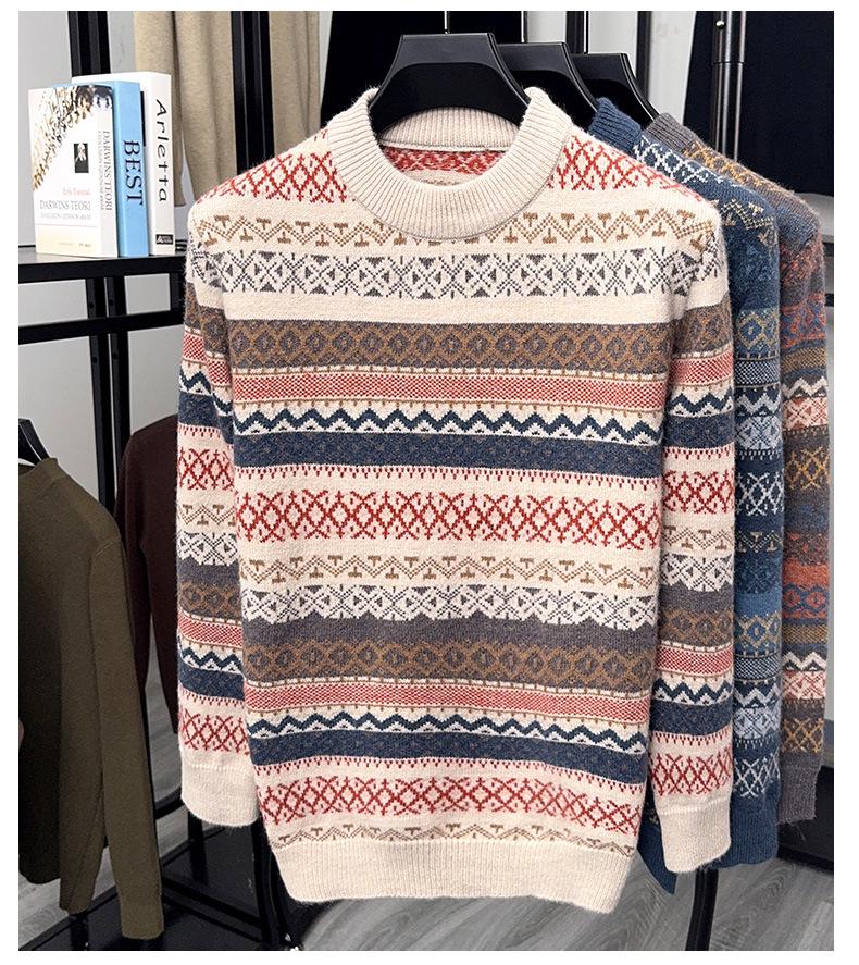 Men's Retro Trend Thickened Fashionable Anti-Pilling Skin-Friendly Knitted Sweater