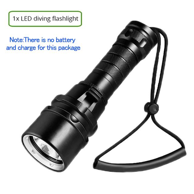 High Power Diving Flashlight IP68 Highest Waterproof Rating Professional Diving Light Powered by 18650 Battery With Hand Rope