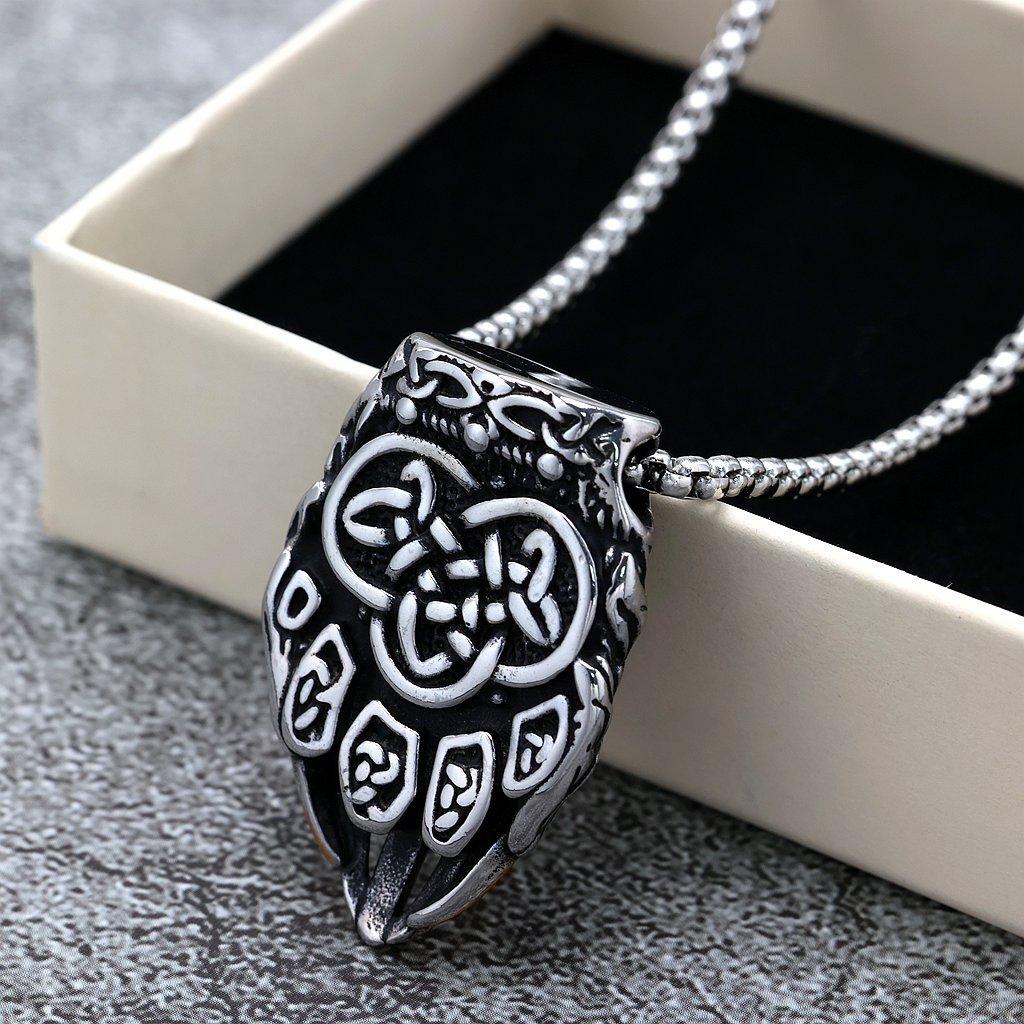 Viking Bear Claw Pendant Necklace for Men Titanium Steel Triangle Design