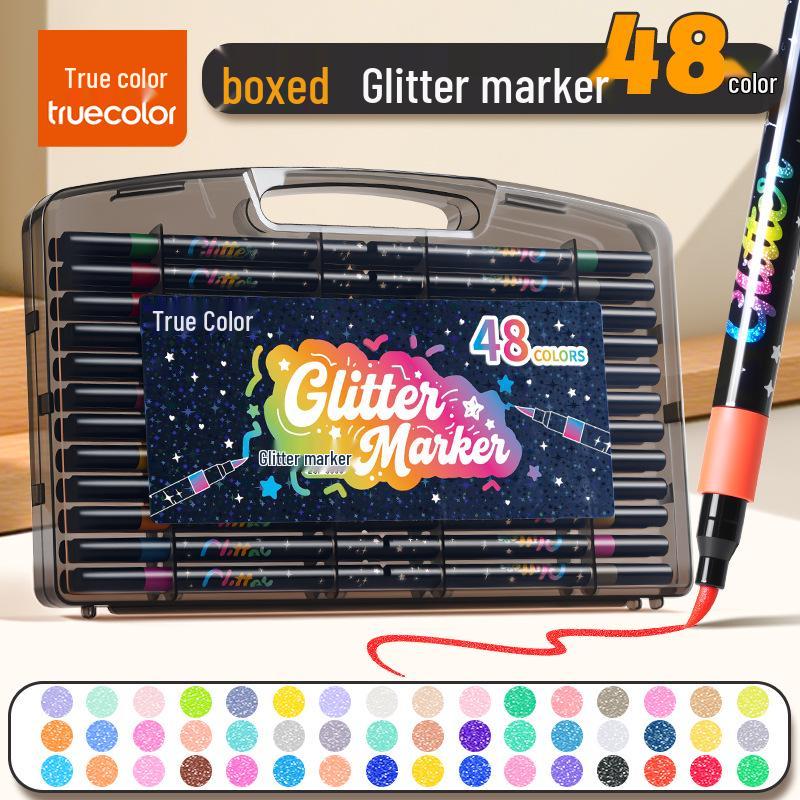 Echter Farbe Glitzer Filzstift für Grundschule & Kindergarten Kunst – Wasserbasierter Glanz.