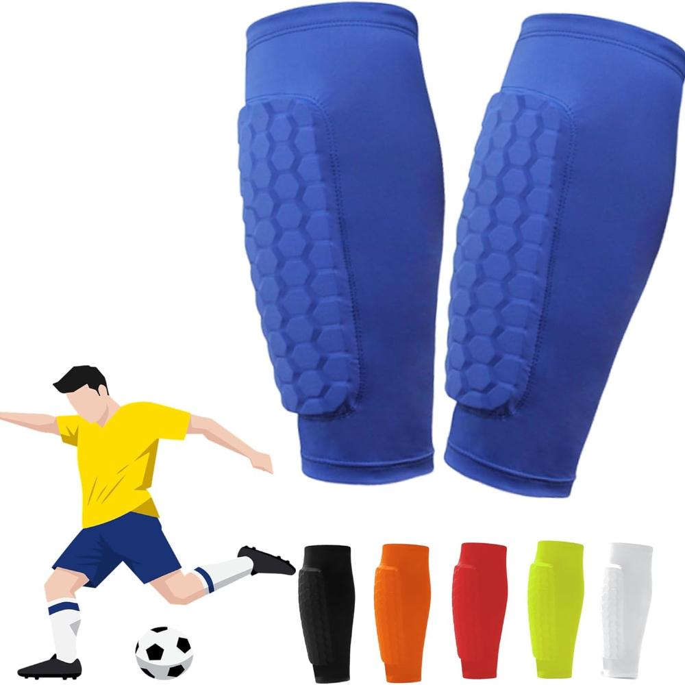 Parastinchi da Calcio per Ragazzi Adulti, Protezione Leggera per Polpacci per Calcio con Imbottiture a Nido d'Ape Utilizzati per la Protezione negli Sport all'Aperto
