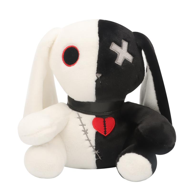 25CM Halloween Stuffed Animal Color Mosaic Reborn Rabbit Cartoon Soft Model for Boys and Girls Christmas Gifts