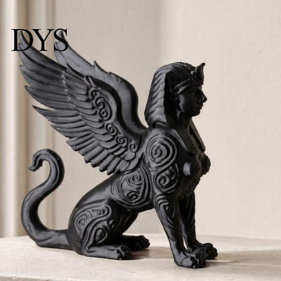 Egyptian Mythology Decor 3D Printed Sphinx Collectible Figurine, Statues, Ancient Gods Statue Exquisite Matte Black Ornament Ornaments, Sculpture with