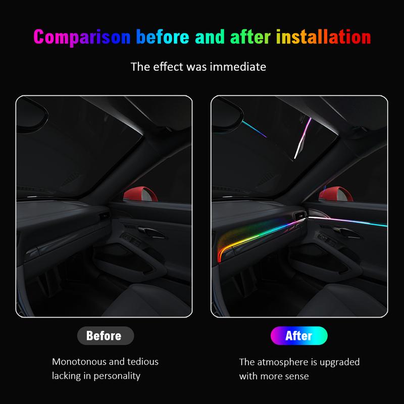 Car LED Ambient Light Interior Acrylic Strips 110cm Full Colors RGB Car Interior Hidden USB App Remote Control Atmosphere Lamp