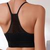 Sports Bras for Women High Support Seamless Ribbed Longline High Neck Sports Bra Racerback Padded Crop Top Yoga