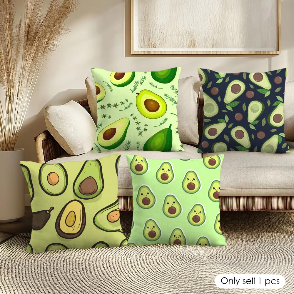 Avocado Print Cushion Cover Pillowcase Ultra Soft Skin Friendly Fabric Cloud Like Comfort Concealed Zipper