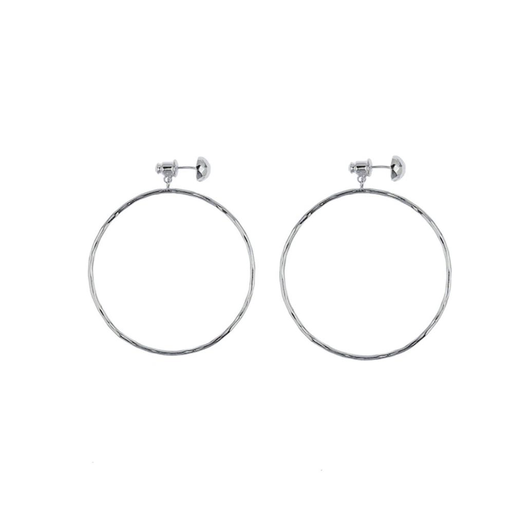 Korean Ins Style Rear-hanging Large Plain Ring Earrings for Women's Exaggerated Temperament Earrings, Cold Wind Earrings