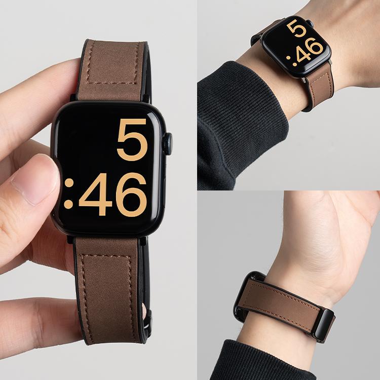 Compatible Crazy Horse Pattern Silicone Magnetic Buckle Strap for Apple Watch Series 11, Huawei Fit34, and Xiaomi Smart Band 89.