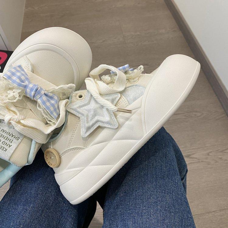 

2024 новые летние маленькие белые туфли женские нишевые ins tide star platform casual universal молочные fufu breadboard shoes 35 синий