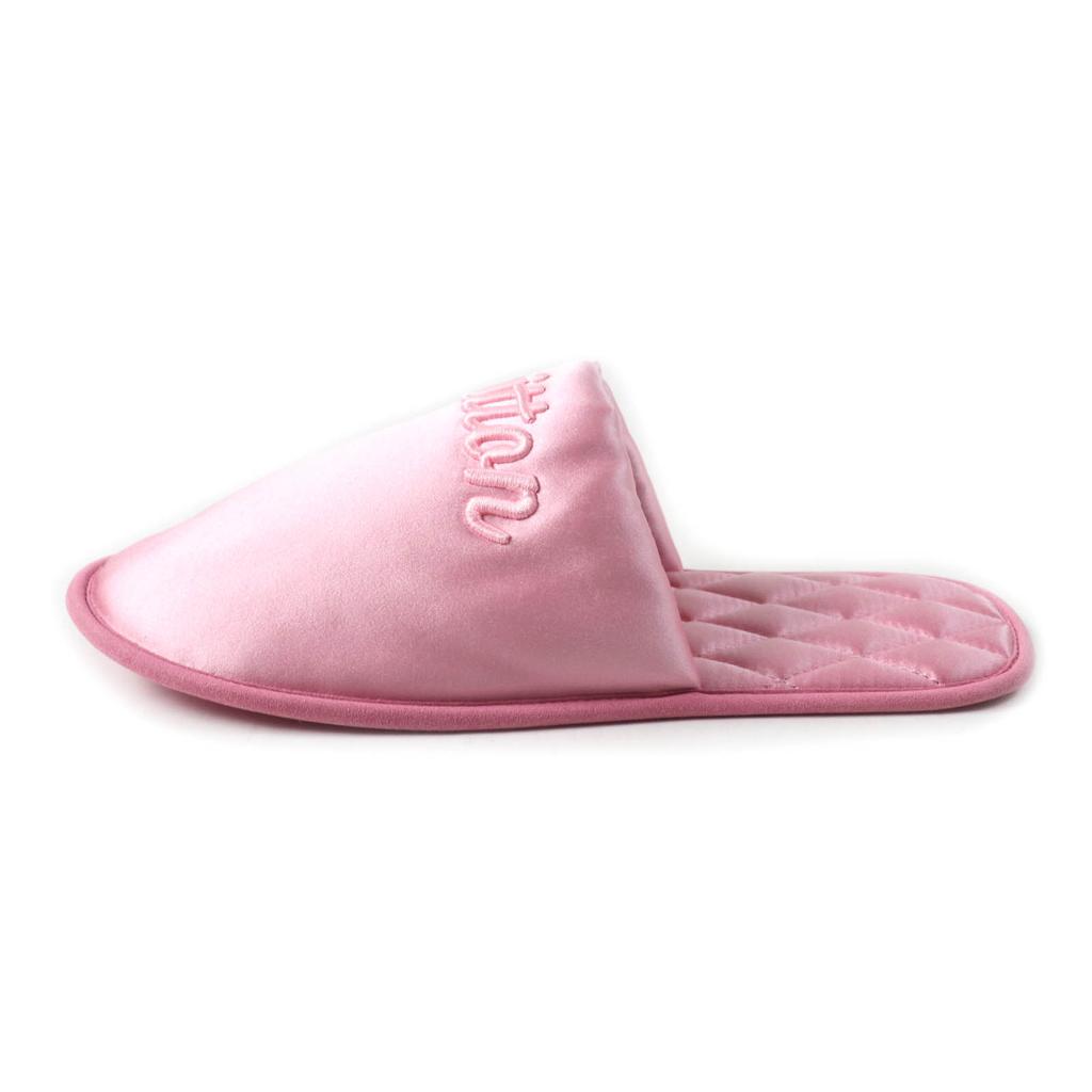 Excellent LOUIS VUITTON Other shoes Embroidered logo satin slippers pink Satin Women Used