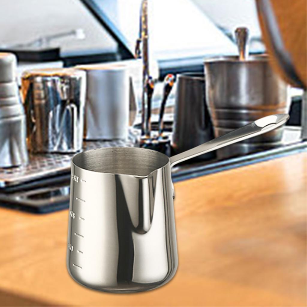 Cana pentru spumarea laptelui de cafea, cană pentru lapte de cafea cu mâner lung, ibric de cafea din oțel inoxidabil pentru casă, restaurant, birou