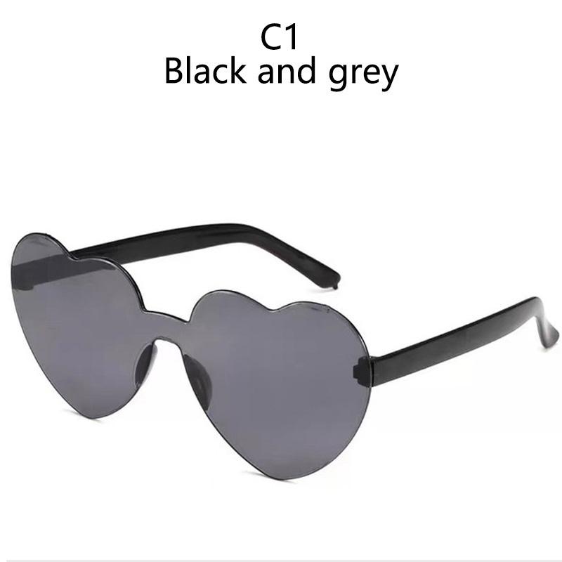 Love Heart Sunglasses Jelly Color Rimless Frame Dazzling Colorful Tint Clear Lens Eyewear Fashion Sun Glasses