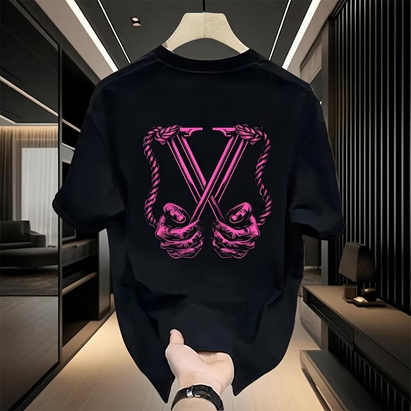 T-shirt imprimé tendance à manches courtes pour homme, taille européenne, poids lourd, pur coton, nouvelle collection été en grandes tailles, haut décontracté polyvalent