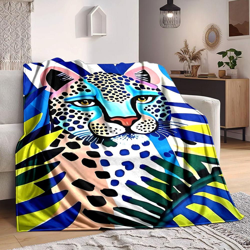 

1pc Leopard Print Blanket - Perfect Gift for Birthdays, Christmas & Halloween- Soft, Warm & Versatile yy250909087 75x90cm