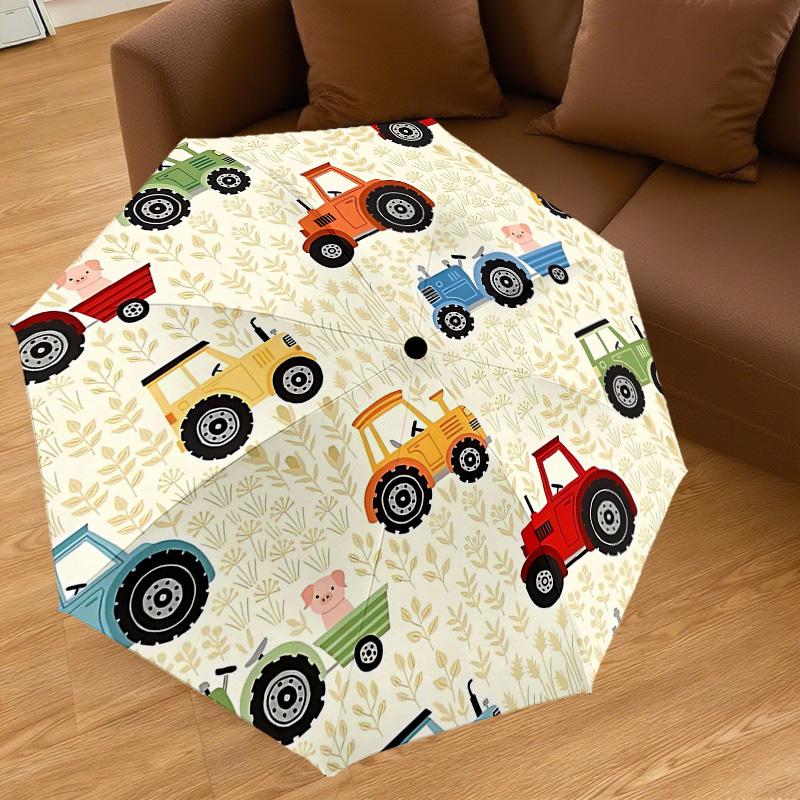 1PC Tractors Piglets Umbrella-8-Rib Reinforced, Automatic Open, Lightweight & Durable, Cute Fashion Accessory for Outdoor-T395