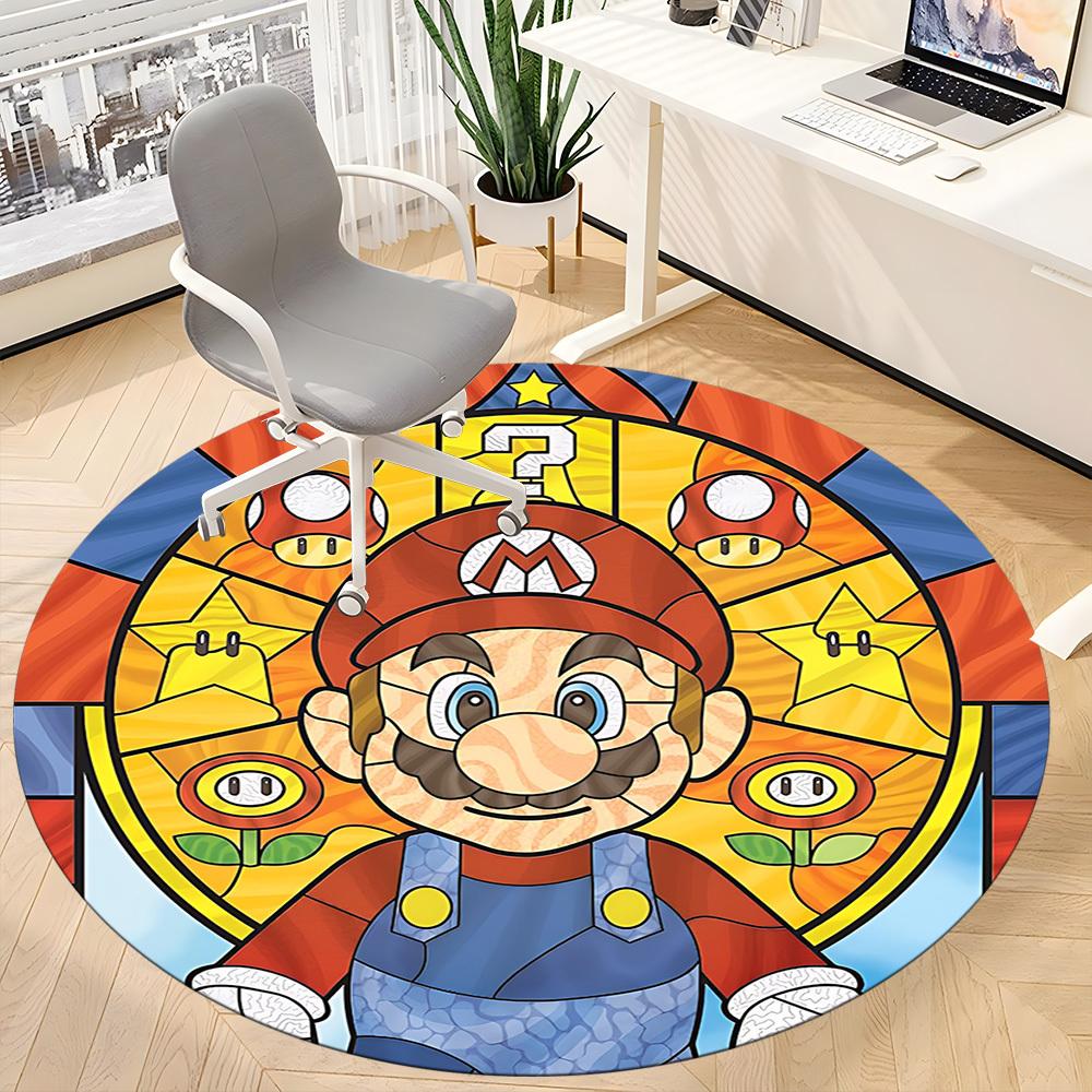 1pc Mario Game Office Round Area Rug, Under Office Chairs Bedroom Living Room Home Decor A0926058