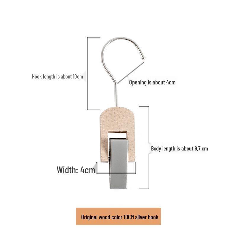 

Solid Wood & Acrylic Clothes and Hat Hook Clip, S Hook, and Skirt Hanger Scarf Clip