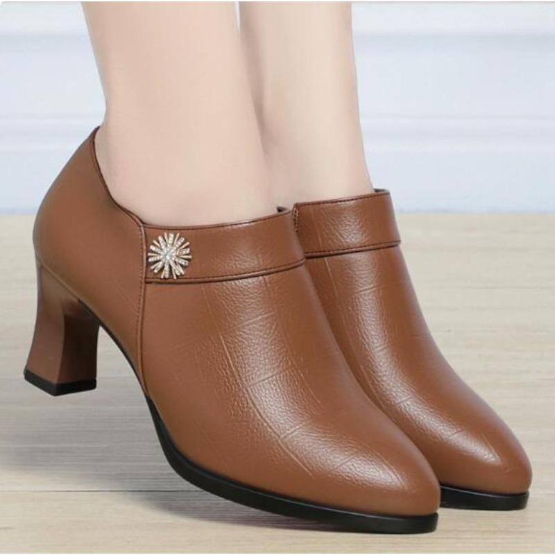 High Heel Pointed Toe Pumps Shoes Spring/autumn New Fashion Comfort Casual Women's Shoes Thick Soled Deep Mouth Single Shoes