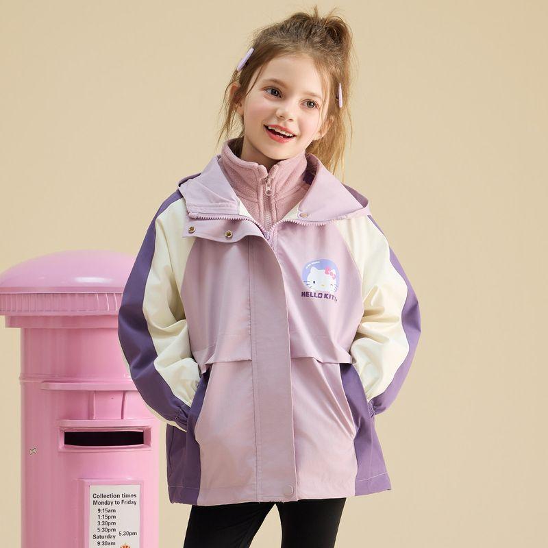 Hellokitty Girls' Autum Hooded Jacket 2025 New Sports Top Kidsren's Autum Clothing Medium and Large Kidsren's Clothing