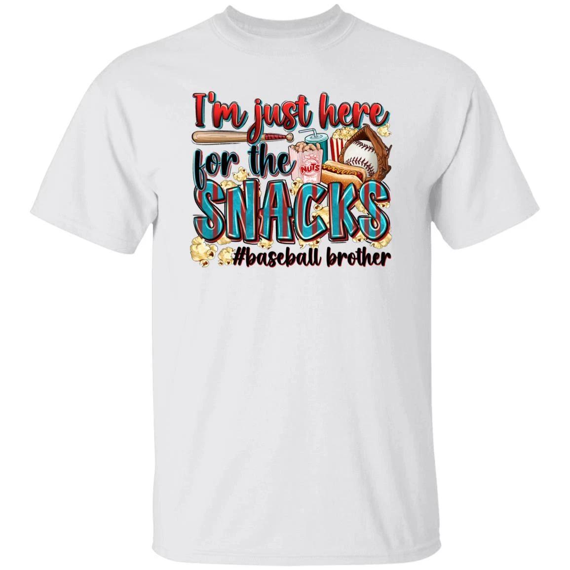 Baseball brother T-Shirt Baseball cheer I m just here for the snacks Unisex Tee 3XL