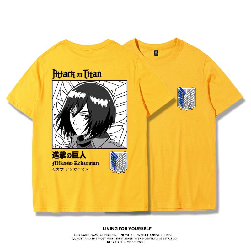 Attack Giant T-shirt Wings of Freedom Alan Mikasa Livel Soldier Anime 100% Cotton Short Sleeve Men's Fashion