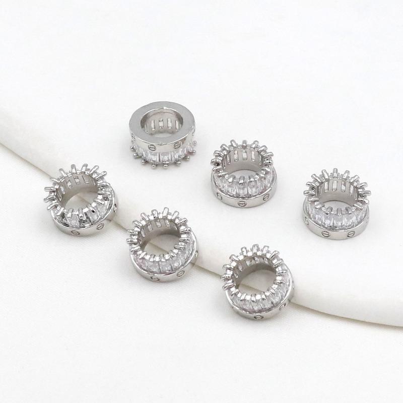 Farbechtheit k Echtgold mikro-eingefasster Zirkon Fassperlen Straße durchbohrt kleine Taille Kristallarmband DIY Perlenabstandshalter mit Perlen C
