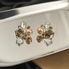 French Exquisite Diamond-Set Square Pearl Stud Earrings Light Luxury High-End Sense Fashion Simple Temperament Elegant Earrings Women
