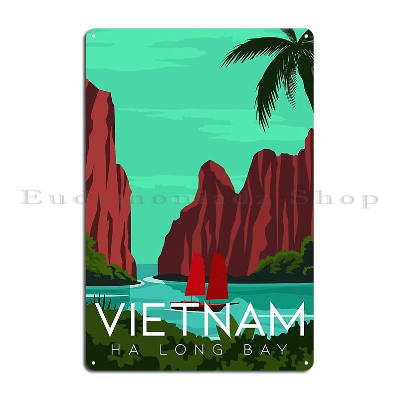 A Vintage Travel Illustration of Ha Long Bay Vietnam Metal Plaque Party Garage Club Design Pub Wall Decor Tin Sign Poster