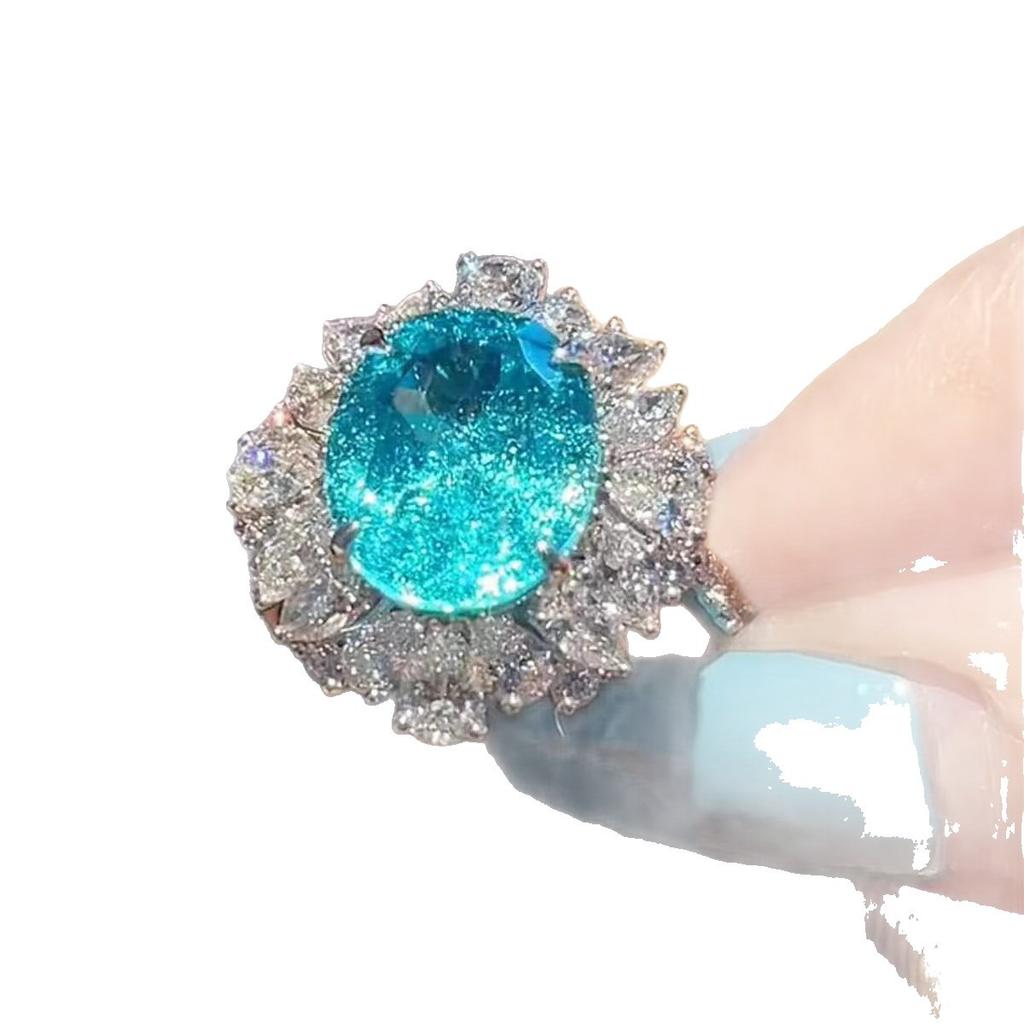[Ice Sea Realm] Light Luxury Wind Explosive Autumn Wave Blue Haute couture Ring Light Luxury Temperament Thousand Gold Advanced Sense Finger Ring