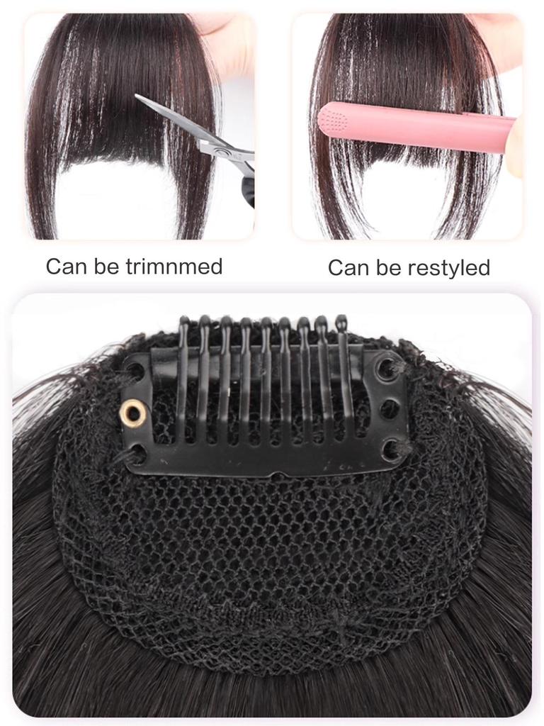 Black Blonde Red Grey Women's Synthetic Middle-Part Bangs Wig Natural Eight Side Bangs 5 Inch Black Brown Daily Wear Natural Fluffy