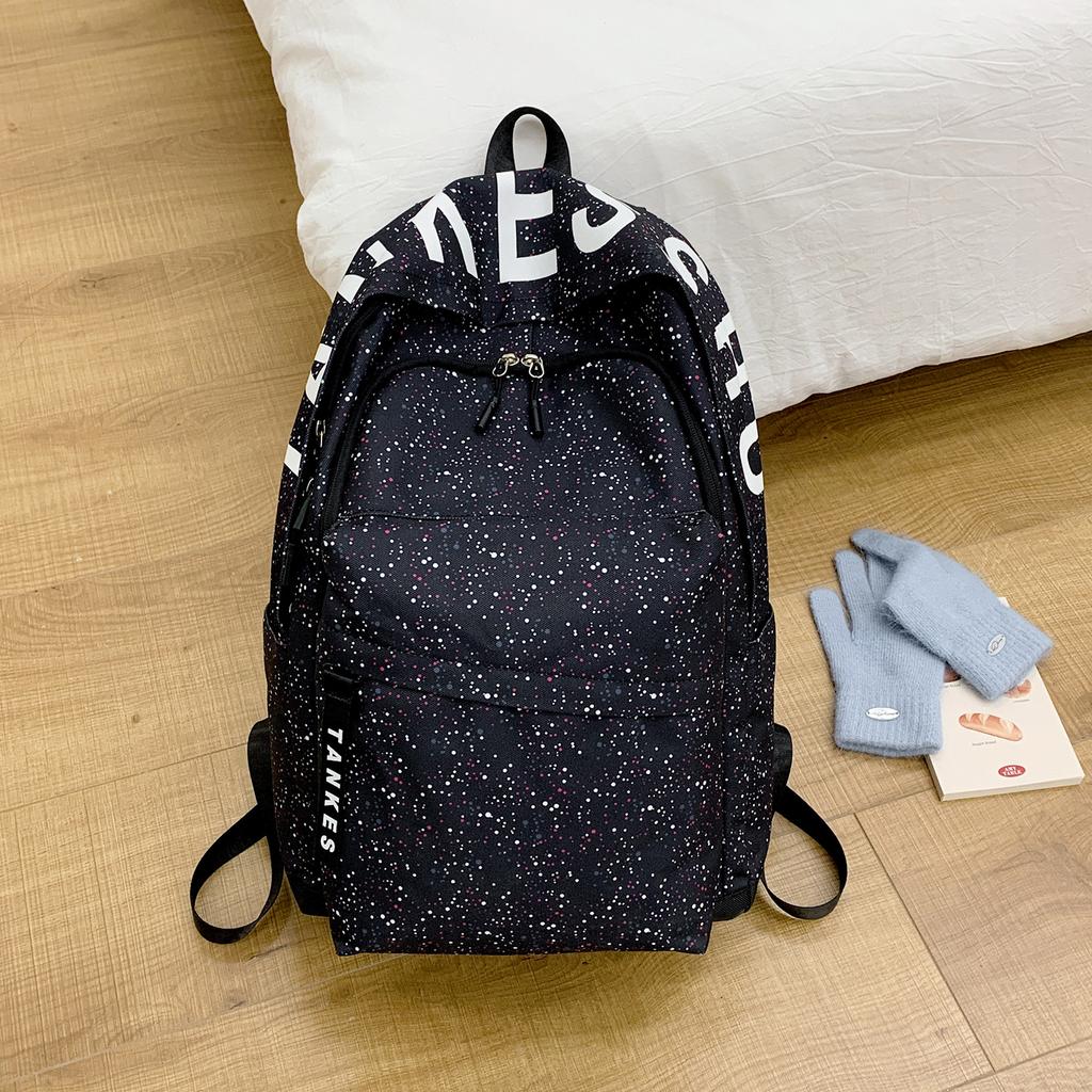 Schoolbag Star Polka Dot Large Capacity Student School Bag Alphabet Printing Junior High School Student School Bag Double Shoulder Computer Bag