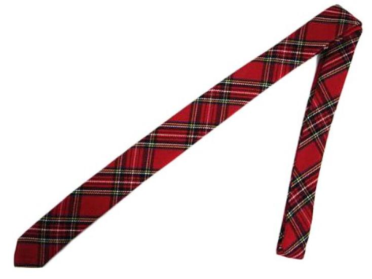 8 (eight) Tartan Check Slim Tie (Tartan Check - Red)