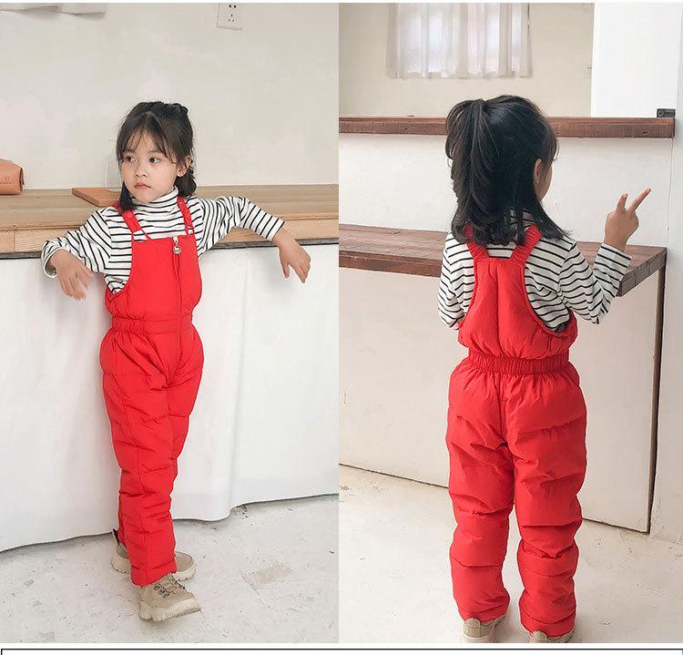 2026 Kids' Down Cotton Pants: Warm Autumn/Winter Overalls for Boys & Girls, Solid Colors.