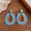 80s Hong Kong Style Red & Blue Clip-On Earrings for Non-Pierced Ears – High-End French Luxury Stud Hoops