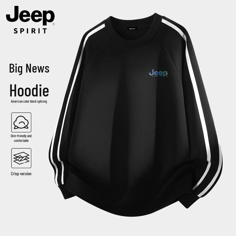 JEEP SPIRIT Men s American Patchwork Stripe Round Neck Sweatshirt 3XL