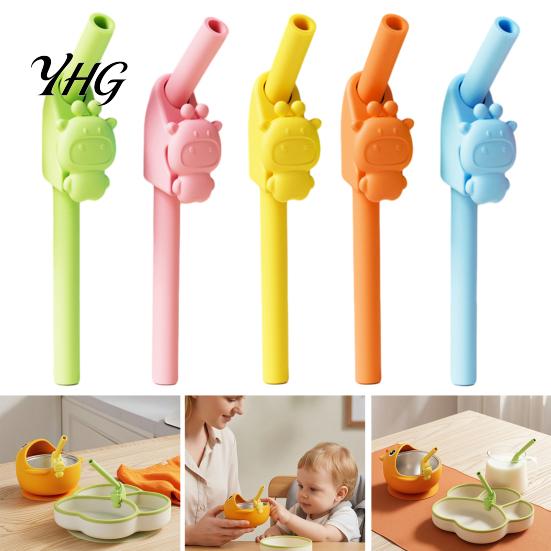 Feeding Essentials for Toddlers Toddler Silicone Straw with Clip, Reusable Drinking Straw, Easy to Spill Proof Bowl Clean Non-Collapsible Tableware