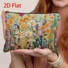 Floral Travel Cosmetic Bag (2D Flat Non-Embroidery) Fashionable Style Zipper Cosmetic Storage Bag, Portable Multi-Function Case